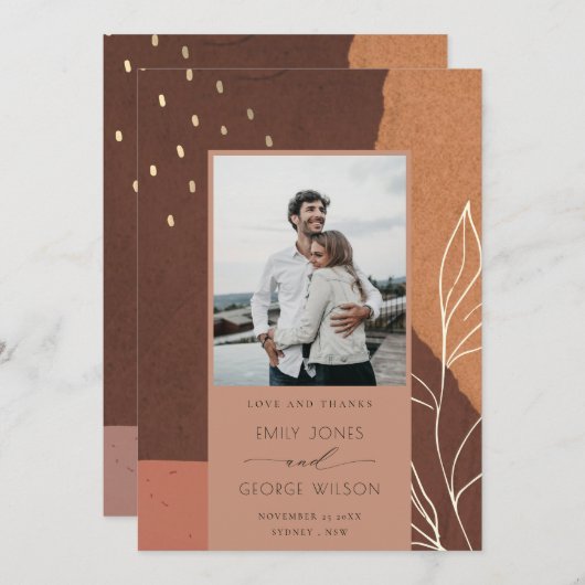 抽象芸術Rust Faaronmentsリーフィフォトデイトカードを保存 サンキューカード (正面/裏面)