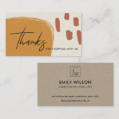 抽象芸術RUST ORANGE KRAFT SCANDI THANK YOU LOGO 名刺 (正面/裏面)
