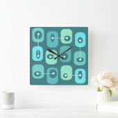 抽象芸術Squishyキューブターコイズ スクエア壁時計 (ホーム)