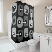 抽象芸術Squishyキューブブラックシルバー シャワーカーテン (インサイチュ)