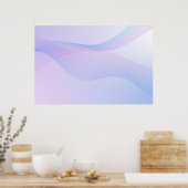 抽象芸術Wavelines Pink Blueポスター ポスター (キッチン)