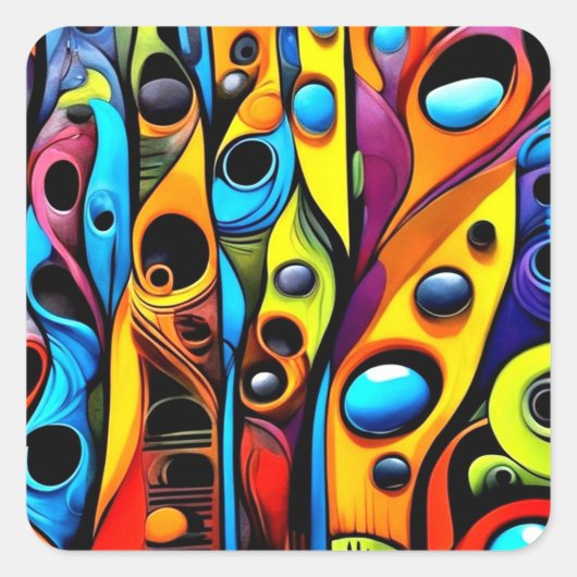 抽象葉樹4 スクエアシール (正面)