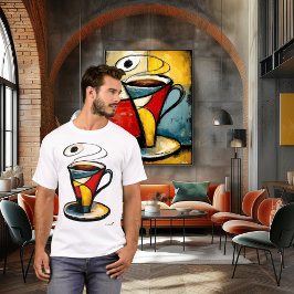 抽象表現主義のコーヒーカップ | 近代シンボル Tシャツ