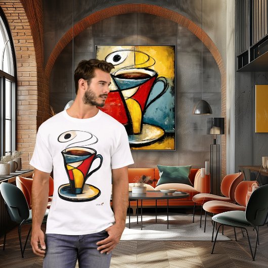 抽象表現主義のコーヒーカップ | 近代シンボル Tシャツ
