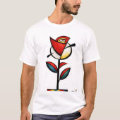 抽象表現主義のバラ モダンフローラルアート Tシャツ (正面)