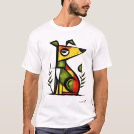 抽象表現主義の犬 モダンアニマルアート Tシャツ