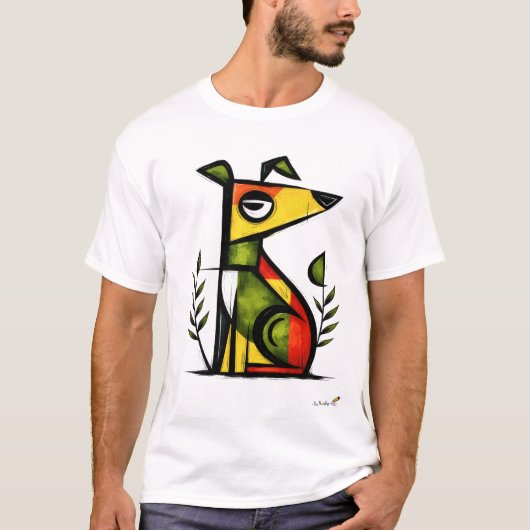 抽象表現主義の犬 モダンアニマルアート Tシャツ (正面)