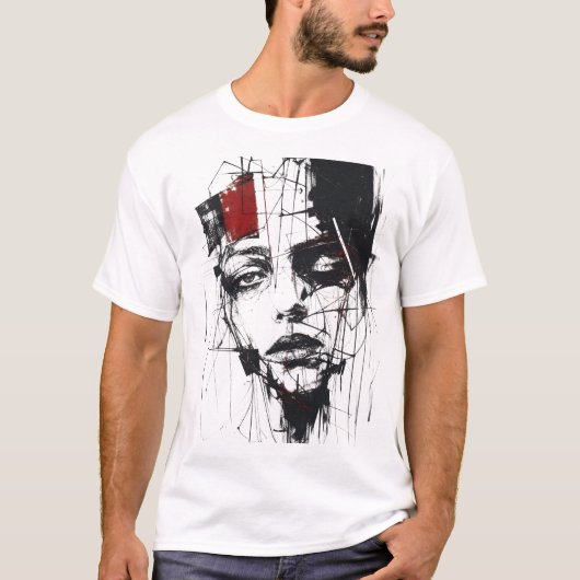 抽象表現主義の肖像画グラフィックTシャツ Tシャツ (正面)