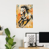 抽象表現主義の馬の絵画 ダイナミック ポスター (ホームオフィス)