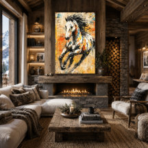 抽象表現主義の馬の絵画 ダイナミック