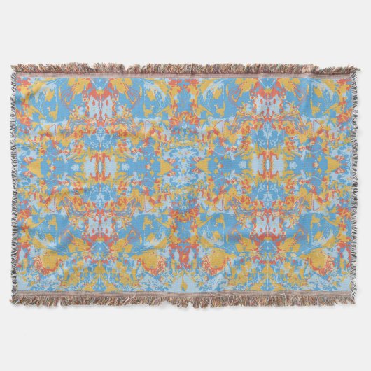 抽象青パタ独占的ーン スローブランケット (正面)