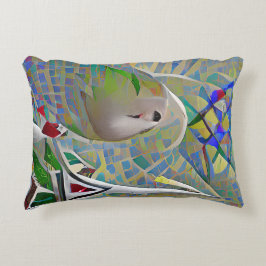 抽象 – カラフルの上飛んでいるに2羽の鳥 アクセントクッション