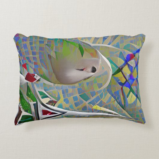 抽象 – カラフルの上飛んでいるに2羽の鳥 アクセントクッション (正面)