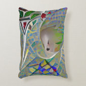 抽象 – カラフルの上飛んでいるに2羽の鳥 アクセントクッション (正面(垂直))