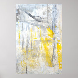 「抽象」グレーとイエローアートポスタープリント ポスター