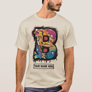 担当者お名前：カスタマイズ可能な落書き文字「B」 Tシャツ