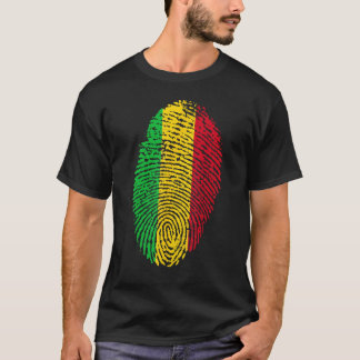 拇印の指紋マリ国旗（西アフリカ） Tシャツ
