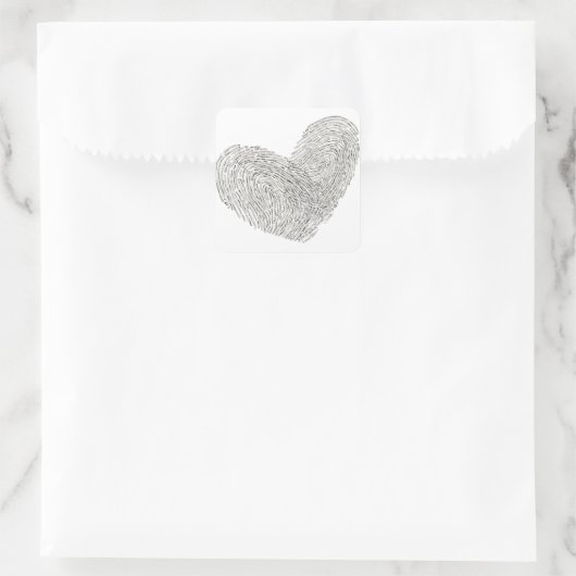 拇印文字デザインハート スクエアシール (バッグ)