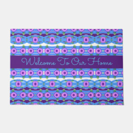 招きやすい青と紫パターン（の模様が）あるの戸 ドアマット