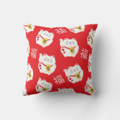 招き猫かわいいラッキーな白猫 クッション (裏面)