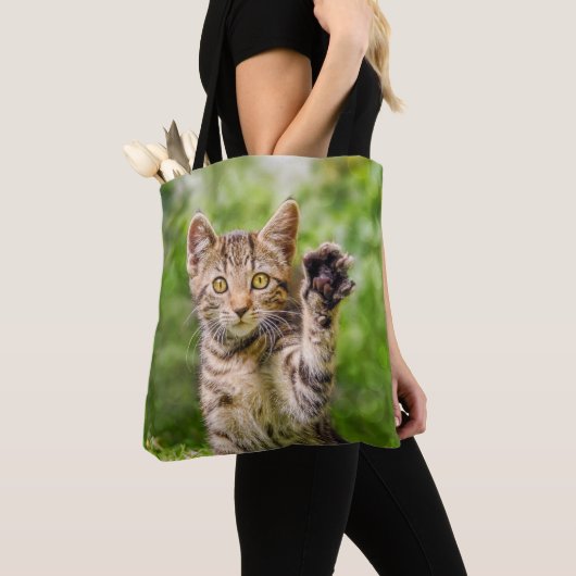 招き猫かわいい猫ねっこおもしろいきポーズ トートバッグ (クローズアップ)