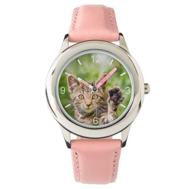招き猫かわいい猫ねっこおもしろいきポーズ 腕時計 (正面)