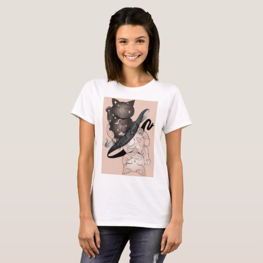 招き猫が幸運 Tシャツ (正面フル)