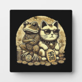 招き猫と仁ちゃん – 幸運と繁栄 フォトプラーク (正面)