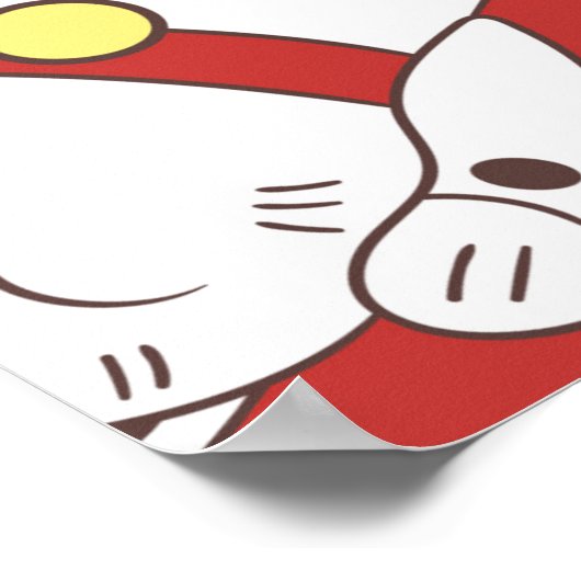 招き猫の手を引いたシームレスな模様 ポスター (角)