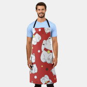 招き猫ドードルパタ日本のーン。 エプロン (着用した状態)