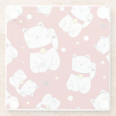 招き猫ドードルパタ日本のーン。 ガラスコースター (裏面)