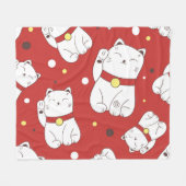 招き猫ドードルパタ日本のーン。 フリースブランケット (正面(横))