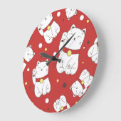 招き猫ドードルパタ日本のーン。 ラージ壁時計 (傾斜)