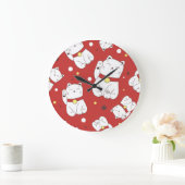 招き猫ドードルパタ日本のーン。 ラージ壁時計 (ホーム)