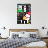 招き猫バニーうさぎ和菓子アートワークかわいい キャンバスプリント (インサイチュ (寝室))