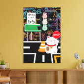 招き猫バニーうさぎ和菓子アートワークかわいい キャンバスプリント (インサイチュ (リビング))