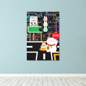 招き猫バニーうさぎ和菓子アートワークかわいい キャンバスプリント (インサイチュ (ウッドフロア))