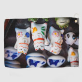 招き猫フィギュア ゴルフタオル (横)