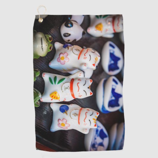 招き猫フィギュア ゴルフタオル (正面)