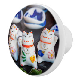 招き猫フィギュア セラミックノブ