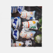 招き猫フィギュア フリースブランケット (正面)