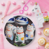 招き猫フィギュア ペーパープレート (パーティー)