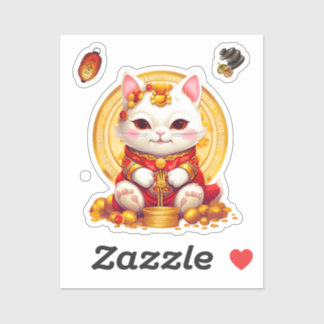 招き猫フォーチュンキャット猫シール。 シール
