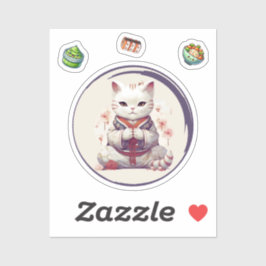 招き猫ブルー占い猫シール シール