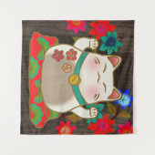 招き猫ラッキーキャットアート タペストリー (正面(横))