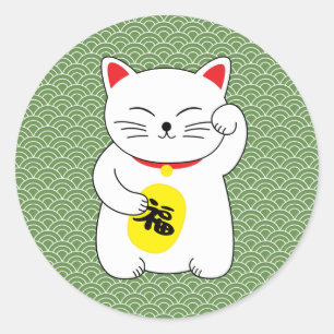 招き猫ラッキーキャット ラウンドシール