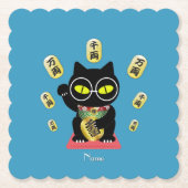 招き猫ラッキープルーエ ペーパーコースター (正面)