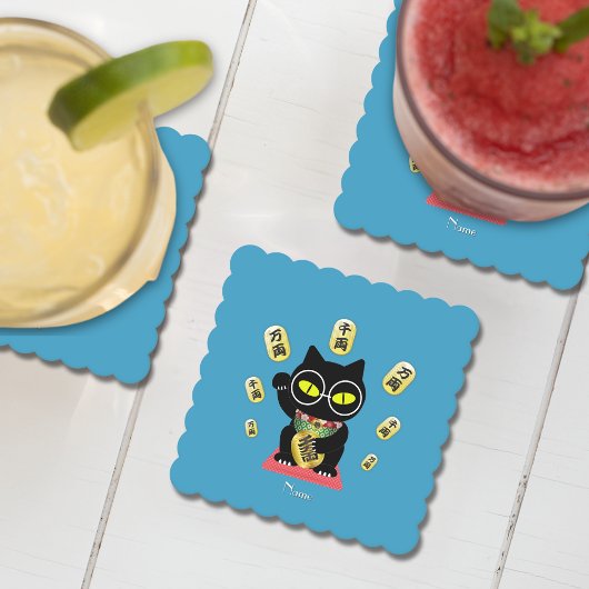 招き猫ラッキープルーエ ペーパーコースター