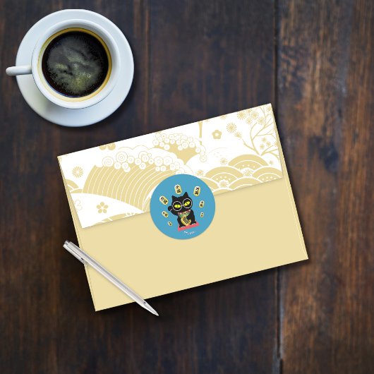 招き猫ラッキープルーエ ラウンドシール