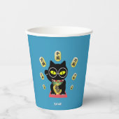 招き猫ラッキープルーエ 紙コップ (正面)